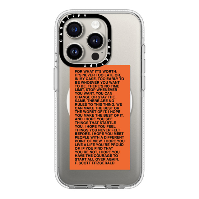 Quotes by Christie x CASETiFY iPhone 15 Pro ケース クリア クリア ケース MagSafe対応 For What It's Worth Phone Case by Quotes by Christie