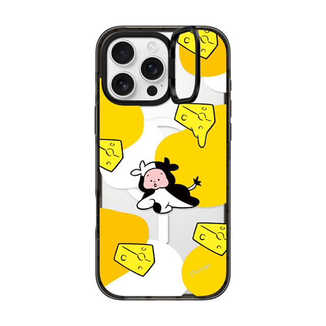 TARO OONO x CASETiFY iPhone 16 Pro Max ケース Cartoon,Food ブラック インパクトリングスタンドケース MagSafe対応 Cow by TARO OONO Father's Day TARO OONO x CASETiFY iPhone 16 Pro Max ケース Cartoon,Food ブラック インパクトリングスタンドケース MagSafe対応 Cow by TARO OONO Father's Day