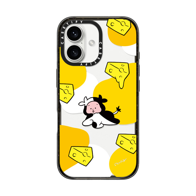 TARO OONO x CASETiFY iPhone 16 Case Cartoon,Food Black Impact Case Cow by TARO OONO Mother's Day TARO OONO x CASETiFY iPhone 16 Case Cartoon,Food Black Impact Case Cow by TARO OONO Mother's Day