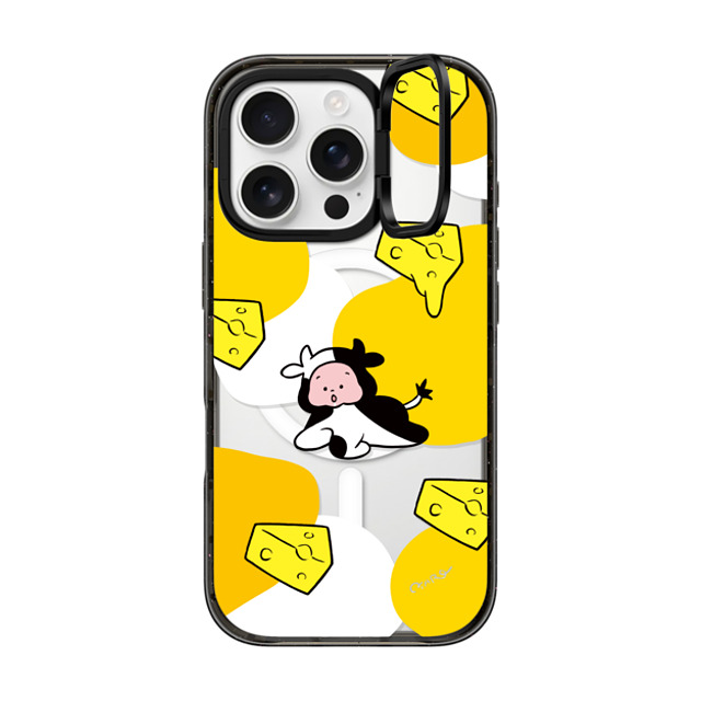 TARO OONO x CASETiFY iPhone 16 Pro ケース Cartoon,Food ブラック インパクトリングスタンドケース MagSafe対応 Cow by TARO OONO Father's Day TARO OONO x CASETiFY iPhone 16 Pro ケース Cartoon,Food ブラック インパクトリングスタンドケース MagSafe対応 Cow by TARO OONO Father's Day