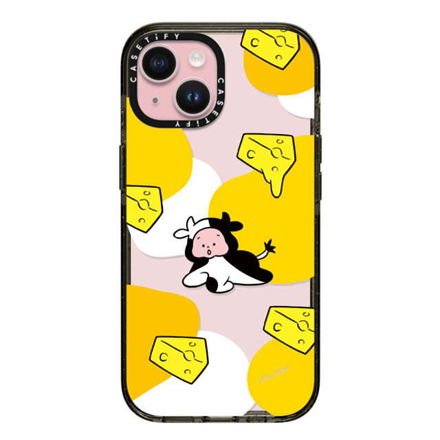 TARO OONO x CASETiFY iPhone 15 Case Cartoon,Food Black インパクトケース Cow by TARO OONO Mother's Day TARO OONO x CASETiFY iPhone 15 Case Cartoon,Food Black インパクトケース Cow by TARO OONO Mother's Day