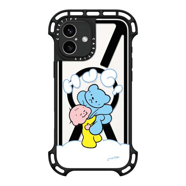 TARO OONO x CASETiFY iPhone 16 Plus ケース ブラック ウルトラ バウンスケース MagSafe対応 Hug Hug! by TARO OONO