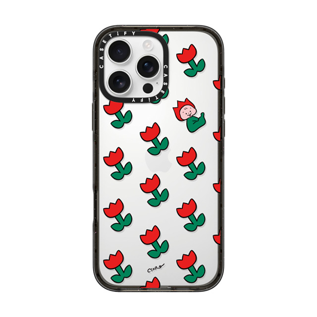TARO OONO x CASETiFY iPhone 16 Pro Max ケース Floral,Cartoon ブラック インパクトケース Tulip by TARO OONO Back to School TARO OONO x CASETiFY iPhone 16 Pro Max ケース Floral,Cartoon ブラック インパクトケース Tulip by TARO OONO Back to School
