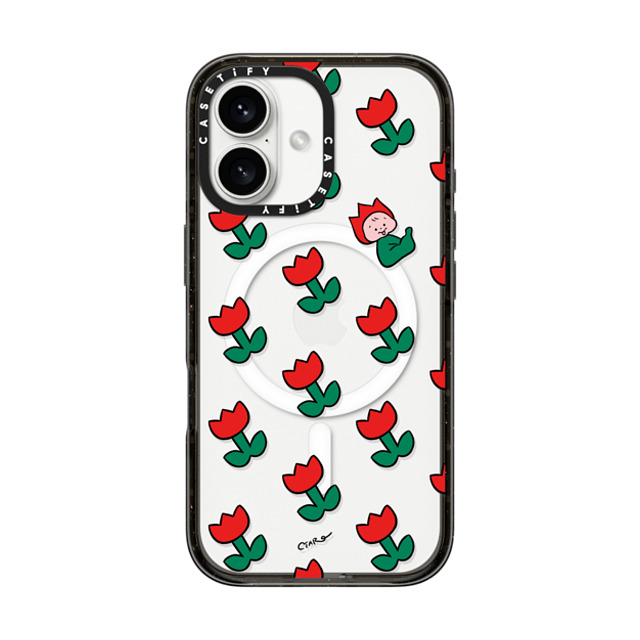 TARO OONO x CASETiFY iPhone 16 Case Floral,Cartoon Black Impact Case MagSafe Compatible Tulip by TARO OONO Mother's Day TARO OONO x CASETiFY iPhone 16 Case Floral,Cartoon Black Impact Case MagSafe Compatible Tulip by TARO OONO Mother's Day