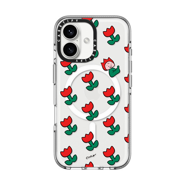 TARO OONO x CASETiFY iPhone 16 Case Floral,Cartoon クリア クリア ケース MagSafe対応 Tulip by TARO OONO Mother's Day TARO OONO x CASETiFY iPhone 16 Case Floral,Cartoon クリア クリア ケース MagSafe対応 Tulip by TARO OONO Mother's Day
