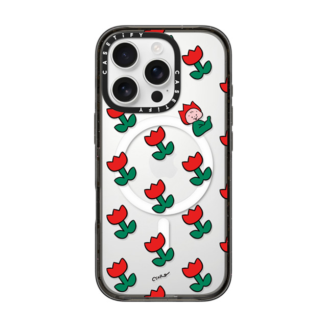 TARO OONO x CASETiFY iPhone 16 Pro Case Floral,Cartoon Black Impact Case MagSafe Compatible Tulip by TARO OONO Mother's Day TARO OONO x CASETiFY iPhone 16 Pro Case Floral,Cartoon Black Impact Case MagSafe Compatible Tulip by TARO OONO Mother's Day