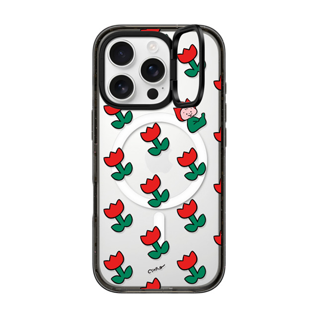 TARO OONO x CASETiFY iPhone 16 Pro Case Floral,Cartoon Black インパクトリングスタンドケース MagSafe対応 Tulip by TARO OONO Father's Day TARO OONO x CASETiFY iPhone 16 Pro Case Floral,Cartoon Black インパクトリングスタンドケース MagSafe対応 Tulip by TARO OONO Father's Day