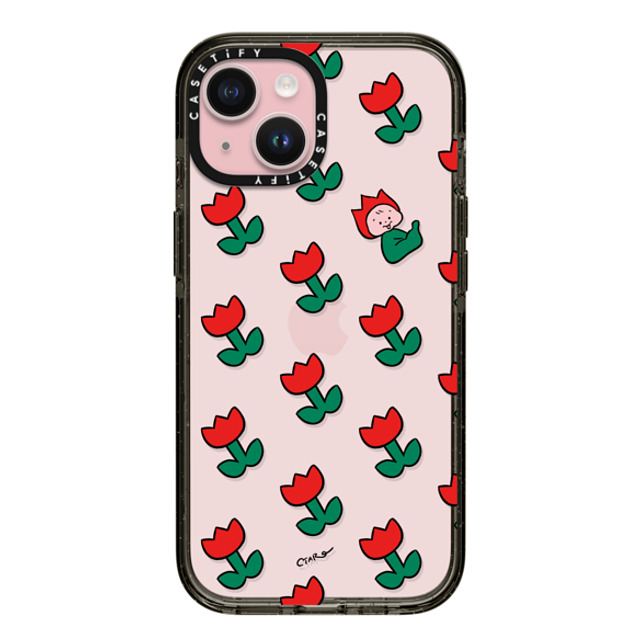 TARO OONO x CASETiFY iPhone 15 Case Floral,Cartoon Black Impact Case Tulip by TARO OONO Mother's Day TARO OONO x CASETiFY iPhone 15 Case Floral,Cartoon Black Impact Case Tulip by TARO OONO Mother's Day