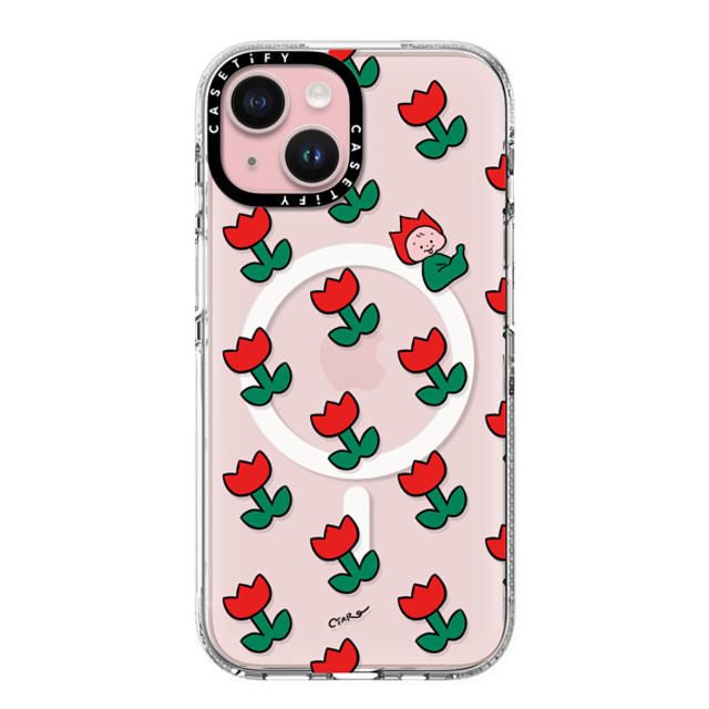 TARO OONO x CASETiFY iPhone 15 Case Floral,Cartoon Clear Clear Case MagSafe Compatible Tulip by TARO OONO Mother's Day TARO OONO x CASETiFY iPhone 15 Case Floral,Cartoon Clear Clear Case MagSafe Compatible Tulip by TARO OONO Mother's Day