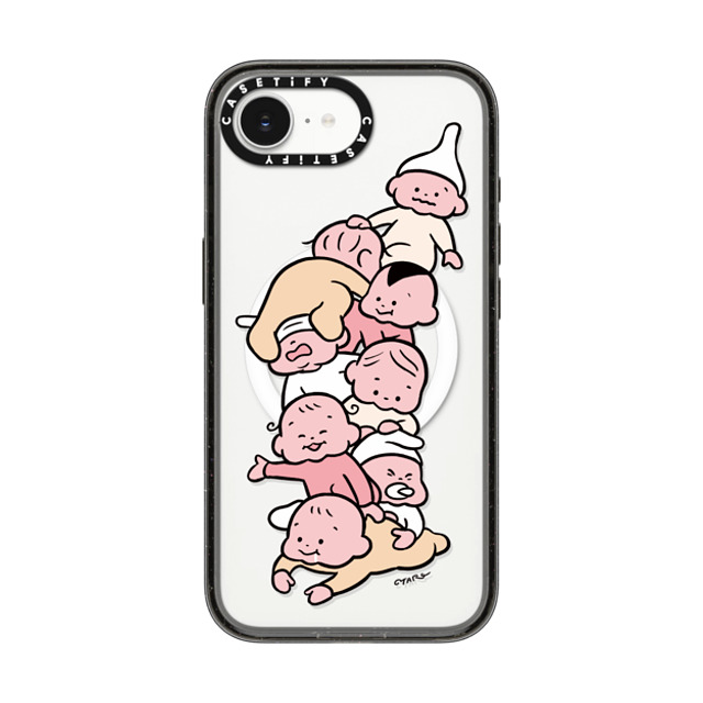 TARO OONO x CASETiFY iPhone 16e ケース Cartoon,Love ブラック インパクトケース MagSafe対応 Stacked Babies by TARO OONO Back to School TARO OONO x CASETiFY iPhone 16e ケース Cartoon,Love ブラック インパクトケース MagSafe対応 Stacked Babies by TARO OONO Back to School