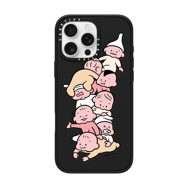 TARO OONO x CASETiFY iPhone 16 Pro Max Case Cartoon,Love Matte Black Impact Case MagSafe Compatible Stacked Babies by TARO OONO Father's Day TARO OONO x CASETiFY iPhone 16 Pro Max Case Cartoon,Love Matte Black Impact Case MagSafe Compatible Stacked Babies by TARO OONO Father's Day