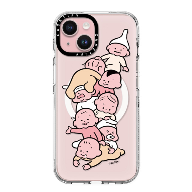 TARO OONO x CASETiFY iPhone 15 Case Cartoon,Love Clear Clear Case MagSafe Compatible Stacked Babies by TARO OONO Mother's Day TARO OONO x CASETiFY iPhone 15 Case Cartoon,Love Clear Clear Case MagSafe Compatible Stacked Babies by TARO OONO Mother's Day