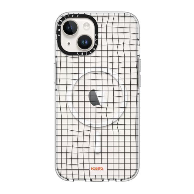 Poketo x CASETiFY iPhone 14 Case Clear Clear Case MagSafe Compatible Wavy Grid by Poketo Poketo x CASETiFY iPhone 14 Case Clear Clear Case MagSafe Compatible Wavy Grid by Poketo