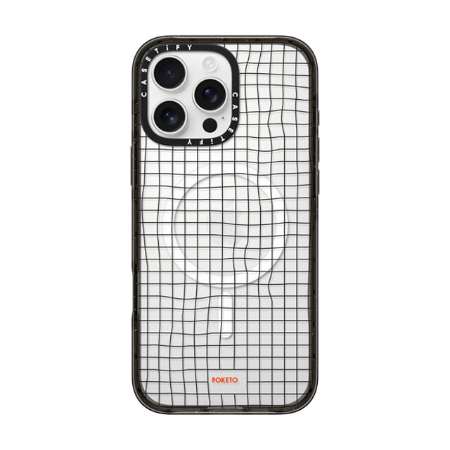 Poketo x CASETiFY iPhone 16 Pro Max ケース ブラック インパクトケース MagSafe対応 Wavy Grid by Poketo