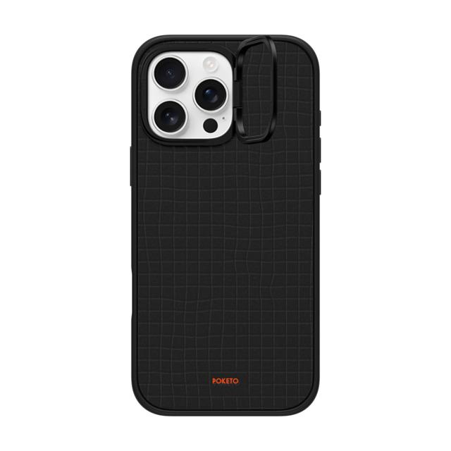 Poketo x CASETiFY iPhone 16 Pro Max ケース マットブラック インパクトリングスタンドケース MagSafe対応 Wavy Grid by Poketo