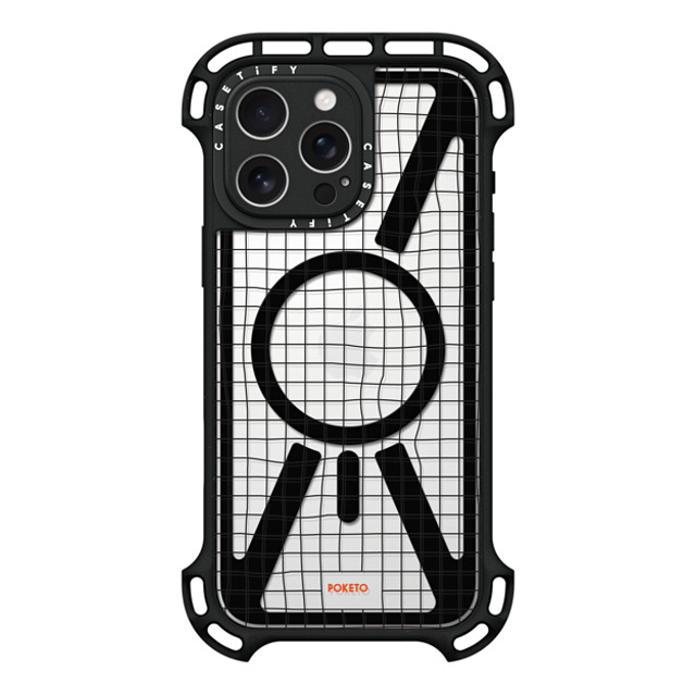 Poketo x CASETiFY iPhone 16 Pro Max ケース ブラック ウルトラ バウンスケース MagSafe対応 Wavy Grid by Poketo