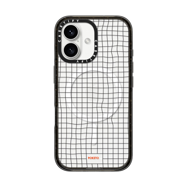 Poketo x CASETiFY iPhone 16 ケース ブラック インパクトケース MagSafe対応 Wavy Grid by Poketo