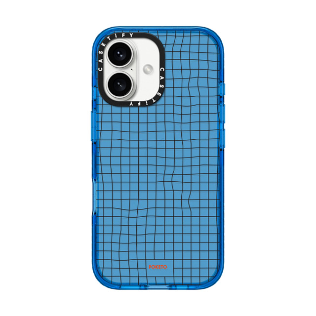Poketo x CASETiFY iPhone 16 ケース Checkered,Pattern スカイブルー インパクトケース Wavy Grid by Poketo Father's Day Poketo x CASETiFY iPhone 16 ケース Checkered,Pattern スカイブルー インパクトケース Wavy Grid by Poketo Father's Day
