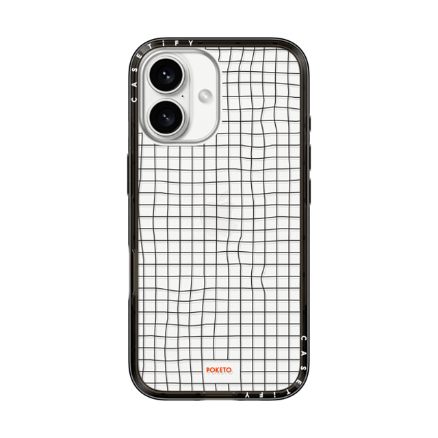 Poketo x CASETiFY iPhone 16 Case Black インパクトライトケース Wavy Grid by Poketo Poketo x CASETiFY iPhone 16 Case Black インパクトライトケース Wavy Grid by Poketo