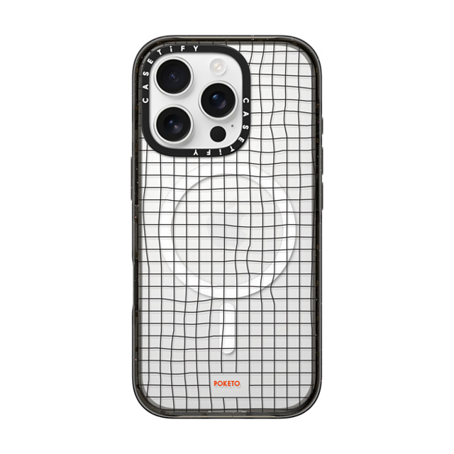 Poketo x CASETiFY iPhone 16 Pro ケース ブラック インパクトケース MagSafe対応 Wavy Grid by Poketo