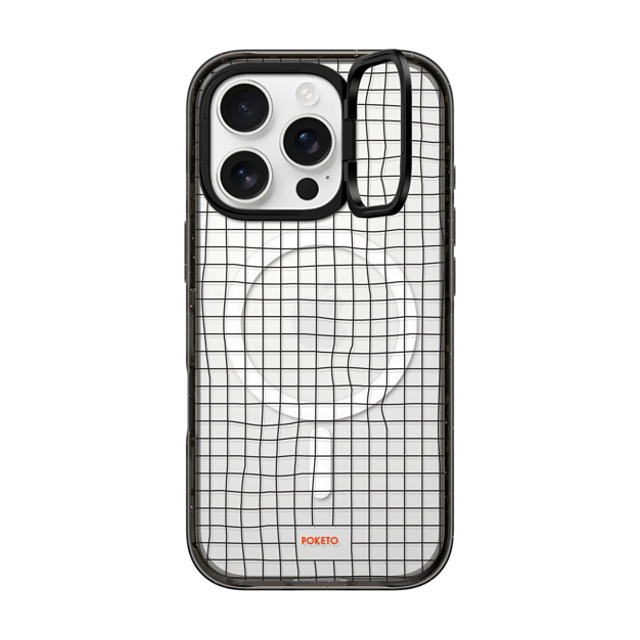 Poketo x CASETiFY iPhone 16 Pro ケース ブラック インパクトリングスタンドケース MagSafe対応 Wavy Grid by Poketo