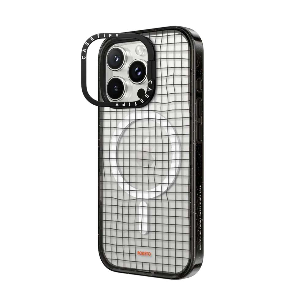 Impact Ring Stand iPhone 16 Pro Case MagSafe Compatible - Wavy Grid by Poketo