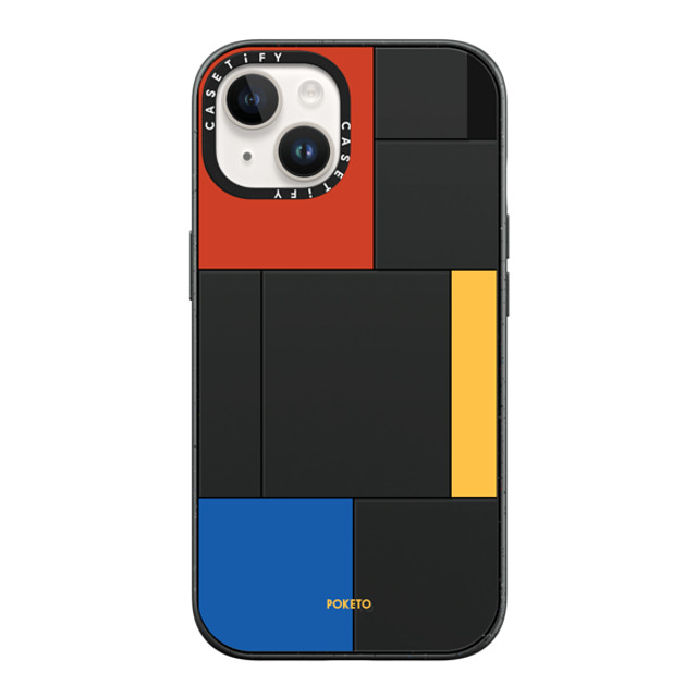 Poketo x CASETiFY iPhone 14 Case Checkered,Geometric Matte Black Impact Case Mondrianesque by Poketo Back to School Poketo x CASETiFY iPhone 14 Case Checkered,Geometric Matte Black Impact Case Mondrianesque by Poketo Back to School