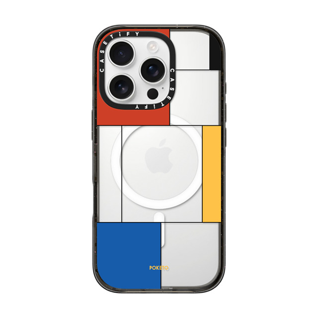 Poketo x CASETiFY iPhone 16 Pro ケース ブラック インパクトケース MagSafe対応 Mondrianesque by Poketo