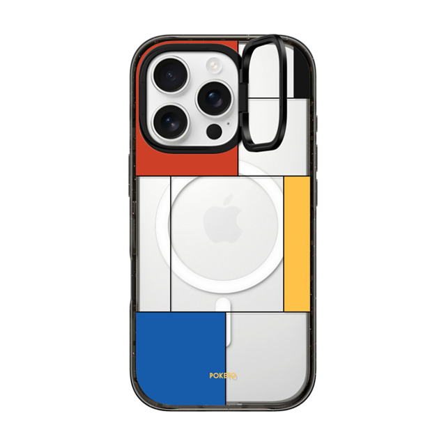 Poketo x CASETiFY iPhone 16 Pro ケース ブラック インパクトリングスタンドケース MagSafe対応 Mondrianesque by Poketo