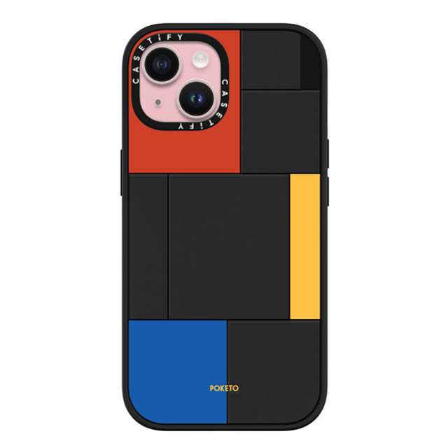 Poketo x CASETiFY iPhone 15 Case Checkered,Geometric マットブラック インパクトケース Mondrianesque by Poketo Mother's Day Poketo x CASETiFY iPhone 15 Case Checkered,Geometric マットブラック インパクトケース Mondrianesque by Poketo Mother's Day