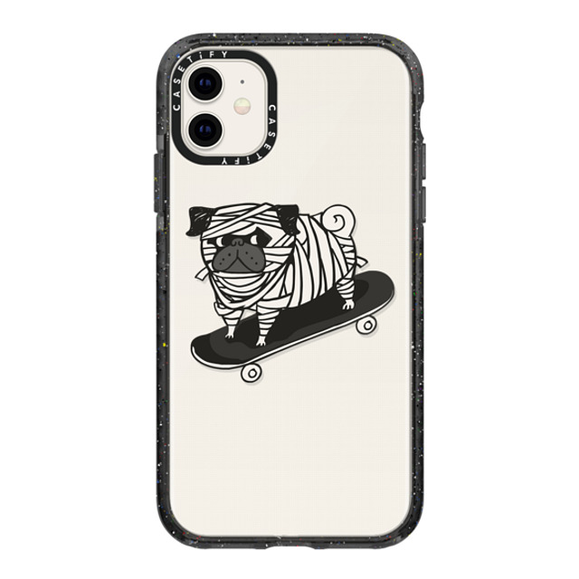 Huebucket x CASETiFY iPhone 11 ケース Dog,Animal ブラック インパクトケース Skateboarding Pug Mummy Back to School Huebucket x CASETiFY iPhone 11 ケース Dog,Animal ブラック インパクトケース Skateboarding Pug Mummy Back to School