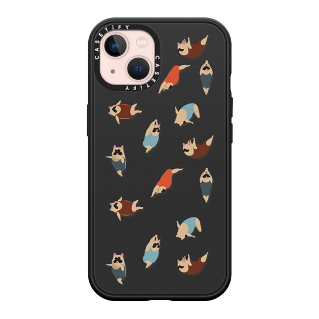 Huebucket x CASETiFY iPhone 13 ケース マットブラック インパクトケース MagSafe対応 Frenchie Swimmer