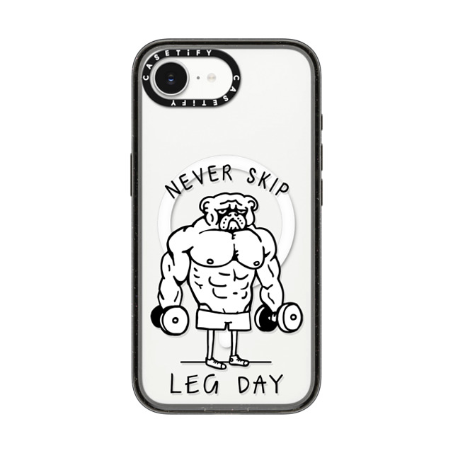 Huebucket x CASETiFY iPhone 16e ケース Dog,Animal ブラック インパクトケース MagSafe対応 Never Skip Leg Day English Bulldog Back to School Huebucket x CASETiFY iPhone 16e ケース Dog,Animal ブラック インパクトケース MagSafe対応 Never Skip Leg Day English Bulldog Back to School
