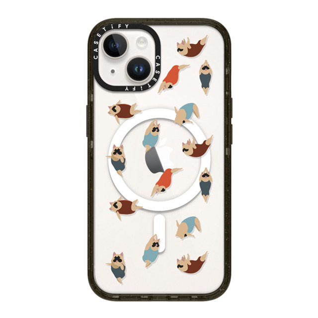 Huebucket x CASETiFY iPhone 14 ケース ブラック インパクトケース MagSafe対応 Frenchie Swimmer