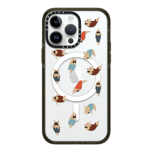 Huebucket x CASETiFY iPhone 14 Pro Max ケース ブラック インパクトケース MagSafe対応 Frenchie Swimmer