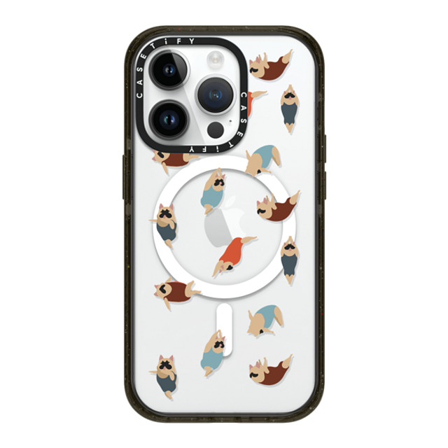 Huebucket x CASETiFY iPhone 14 Pro ケース ブラック インパクトケース MagSafe対応 Frenchie Swimmer