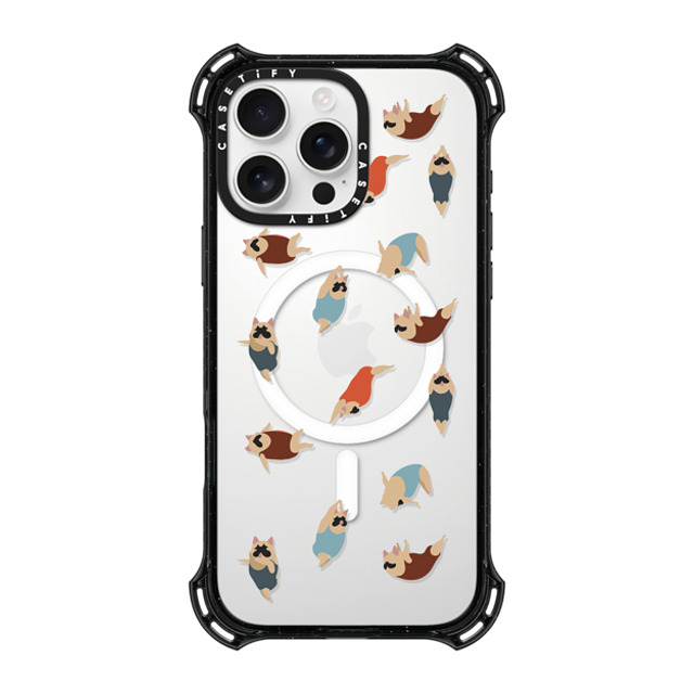 Huebucket x CASETiFY iPhone 16 Pro Max ケース ブラック バウンスケース Frenchie Swimmer