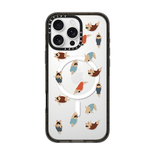 Huebucket x CASETiFY iPhone 16 Pro Max ケース ブラック インパクトケース MagSafe対応 Frenchie Swimmer