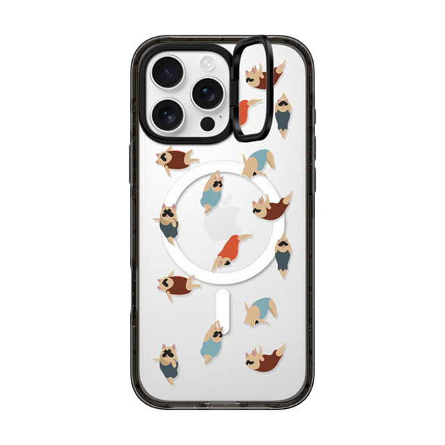 Huebucket x CASETiFY iPhone 16 Pro Max ケース ブラック インパクトリングスタンドケース MagSafe対応 Frenchie Swimmer