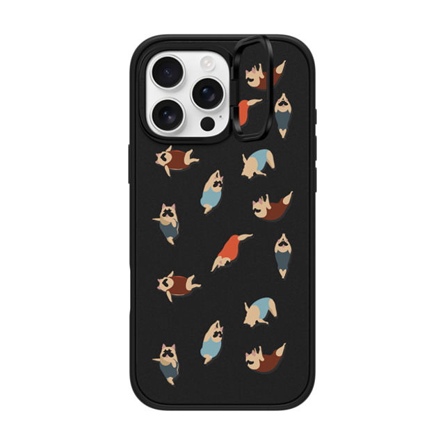 Huebucket x CASETiFY iPhone 16 Pro Max ケース マットブラック インパクトリングスタンドケース MagSafe対応 Frenchie Swimmer