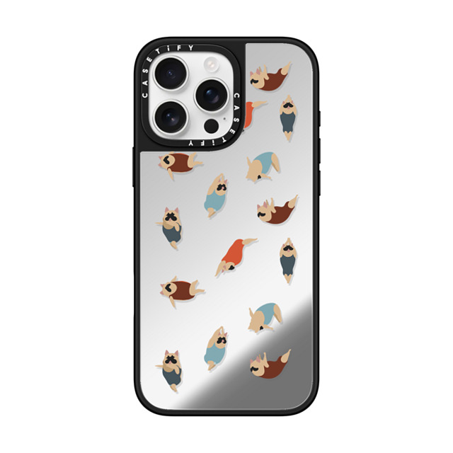 Huebucket x CASETiFY iPhone 16 Pro Max Case Silver on Black ミラーケース MagSafe対応 Frenchie Swimmer