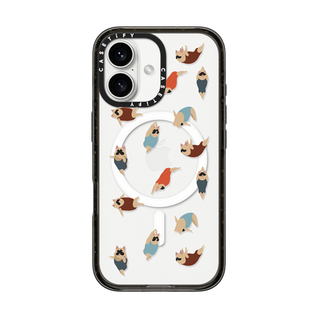 Huebucket x CASETiFY iPhone 16 ケース ブラック インパクトケース MagSafe対応 Frenchie Swimmer