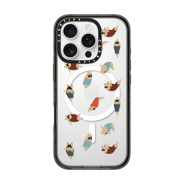 Huebucket x CASETiFY iPhone 16 Pro ケース ブラック インパクトケース MagSafe対応 Frenchie Swimmer