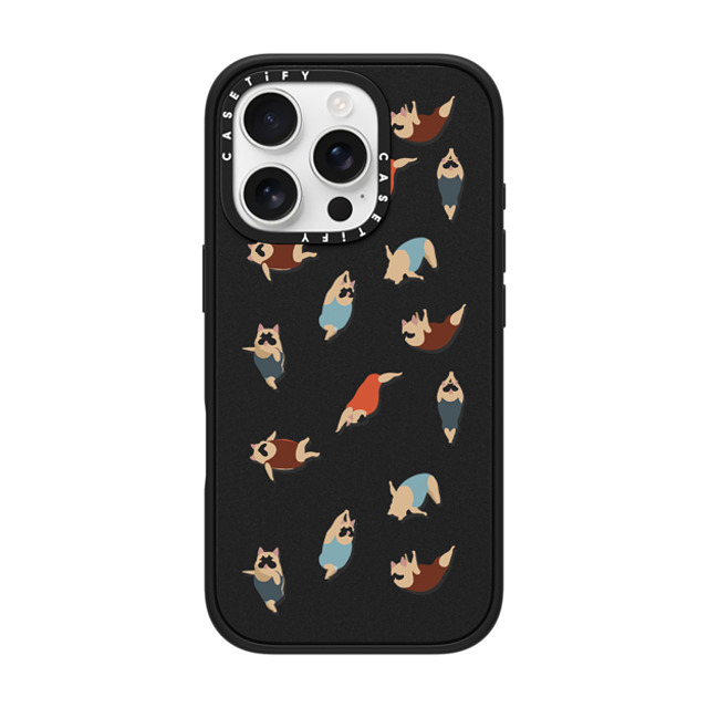 Huebucket x CASETiFY iPhone 16 Pro ケース マットブラック インパクトケース MagSafe対応 Frenchie Swimmer