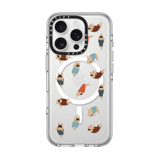 Huebucket x CASETiFY iPhone 16 Pro ケース クリア クリア ケース MagSafe対応 Frenchie Swimmer