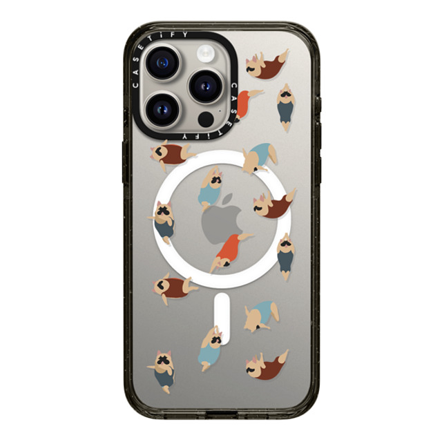 Huebucket x CASETiFY iPhone 15 Pro Max ケース ブラック インパクトケース MagSafe対応 Frenchie Swimmer