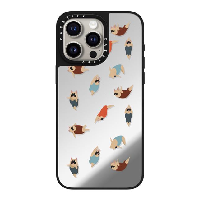 Huebucket x CASETiFY iPhone 15 Pro Max Case Silver on Black ミラーケース MagSafe対応 Frenchie Swimmer