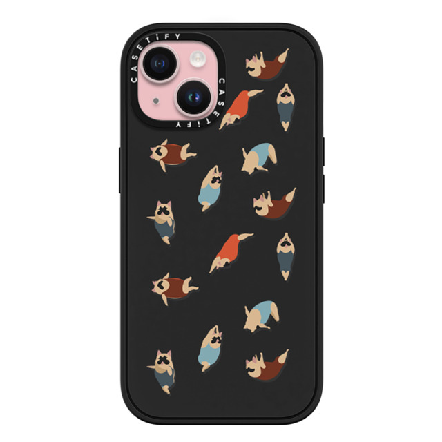 Huebucket x CASETiFY iPhone 15 ケース マットブラック インパクトケース MagSafe対応 Frenchie Swimmer