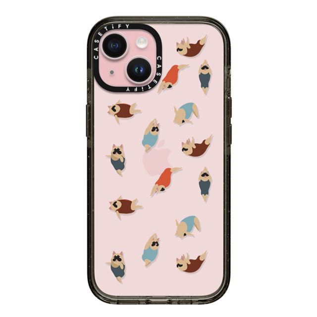 Huebucket x CASETiFY iPhone 15 ケース ブラック インパクトケース Frenchie Swimmer