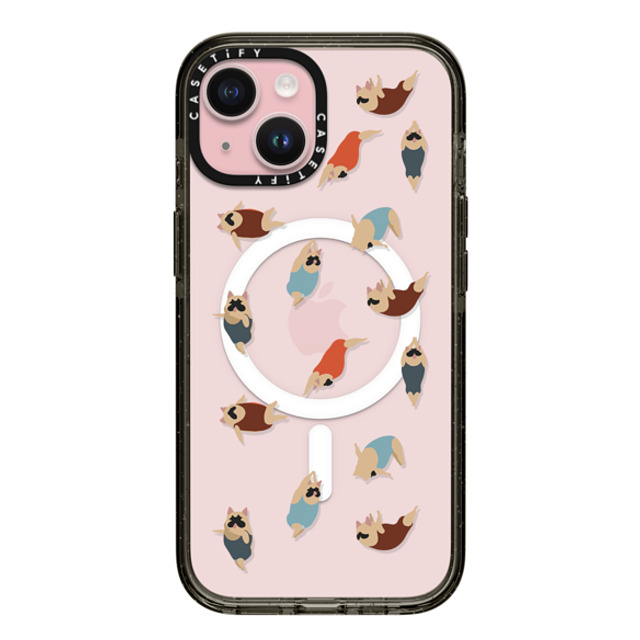 Huebucket x CASETiFY iPhone 15 ケース ブラック インパクトケース MagSafe対応 Frenchie Swimmer